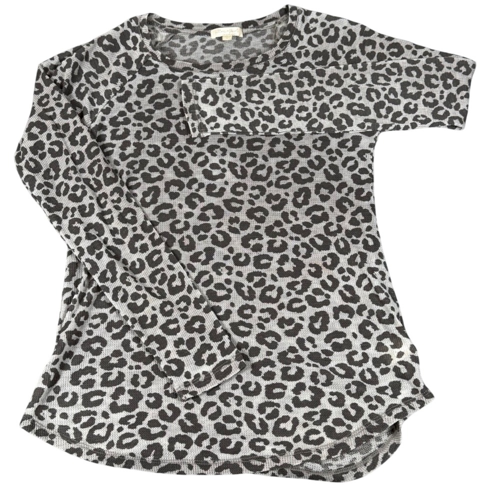 Ultra Flirt Size Small Leopard Print Long Sleeve Lightweight Stretch Waffle Knit
